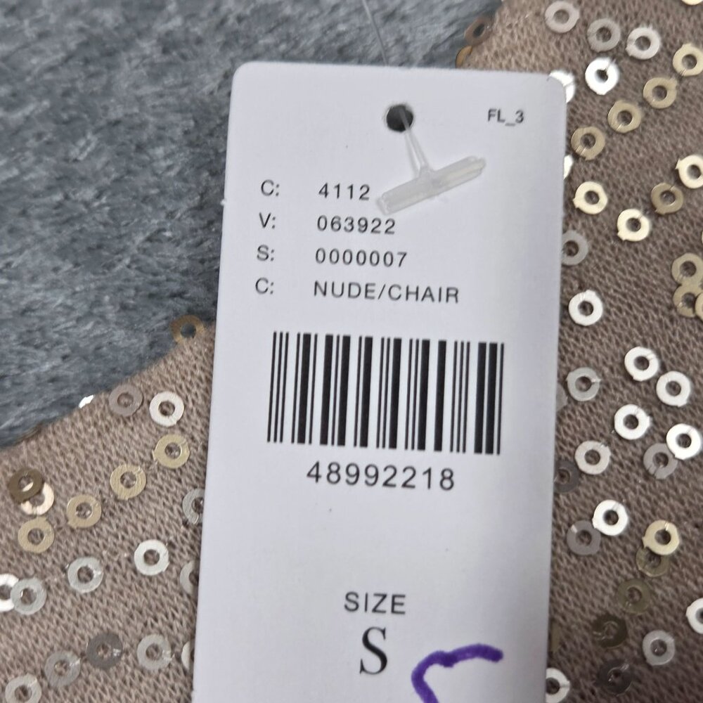 Anthropologie Reath & Wren Top S Champagne Gold Sequin Boxy Flutter Sleeve NEW - Picture 5 of 10